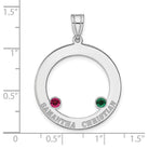SS/Rhodium-plated 2 Birthstone Circle with SS Bezel Family Pendant view
