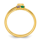 14K Heart with 2 Genuine Birthstone Mother's Ring view
