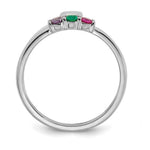 14K White Gold Heart with 3 Genuine Birthstone Mother's Ring view