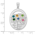 Sterling Silver/Rhod-plated 6 Birthstone with 14k Bezel Family Pendant view 3