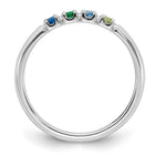 14K White Gold Genuine 4 Birthstone Mother's Ring view