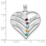 14K White Gold 5-Name w/Birthstones w/18K Rhod-plated Bezel Cut Out Heart Pendant view