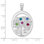 Sterling Silver/Rhod-plated 5 Birthstone with SS Bezel Family Pendant view 3