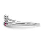 14K White Gold Heart with 3 Genuine Birthstone Mother's Ring view