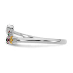 14K White Gold Heart with 5 Genuine Birthstone Mother's Ring view
