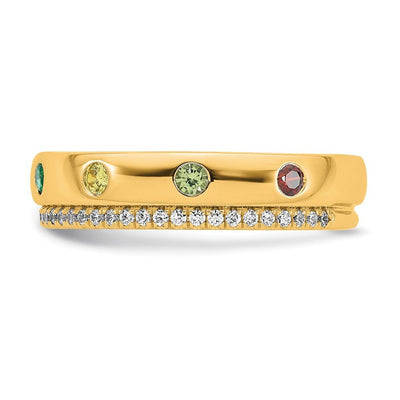 14K 7 Genuine Birthstone and Diamond Mother's Ring