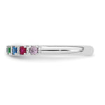 14K White Gold Genuine 8 Birthstone Mother's Ring view