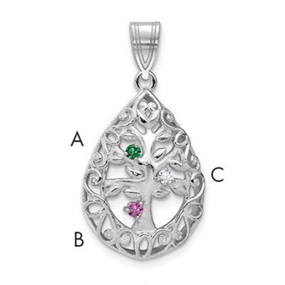 10K white gold tree of life pendant