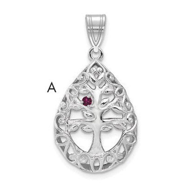 10K white gold tree of life pendant