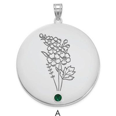 10K white gold birthstone pendant