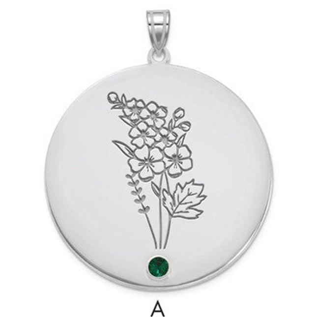 10K white gold birthstone pendant