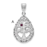14K White Gold 1 Birthstone Tree of Life Tear Drop Pendant view