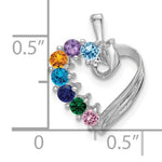 14K White Gold 7 Synthetic Stone Family Pendant, 19 x 13mm view