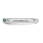 14K White Gold Genuine 3 Birthstone Mother's Ring view