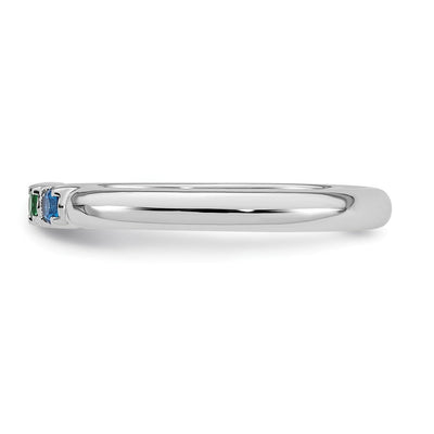 14K White Gold Genuine 3 Birthstone Mother's Ring