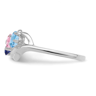 Sterling Silver Rhodium-plated Genuine 3 Stone Mother's Ring