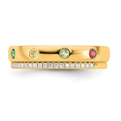 14K 8 Genuine Birthstone and Diamond Mother's Ring