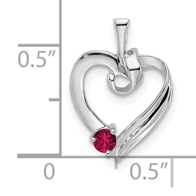 14K White Gold 1 Synthetic Stone Family Pendant, 19 x 13mm