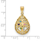 14K Yellow Gold 5 Birthstone Tree of Life Tear Drop Pendant view