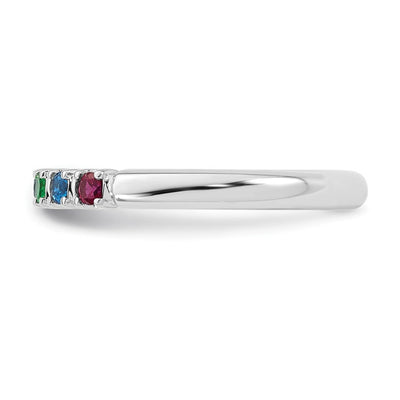 14K White Gold Genuine 5 Birthstone Mother's Ring