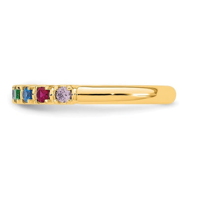 14K Yellow Gold 8 Genuine Birthstone Mother's Ring