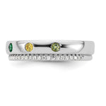 14K White Gold 6 Genuine Birthstone and Diamond Mother's Ring view