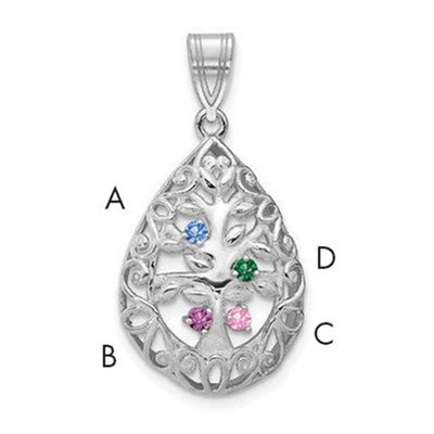 10K white gold tree of life pendant