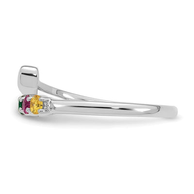 14K White Gold Heart with 6 Genuine Birthstone Mother's Ring