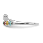 14K White Gold Heart with 7 Genuine Birthstone Mother's Ring view