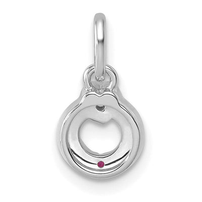 14K WG Dia. Heart w/1 Birthstone Mother's Circle Pend Semi-Mount