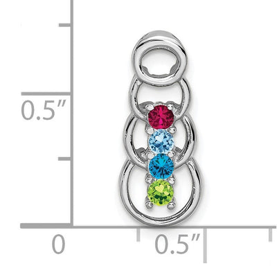 14K White Gold 4 Stone Family Pendant Mounting, 20 x 8mm
