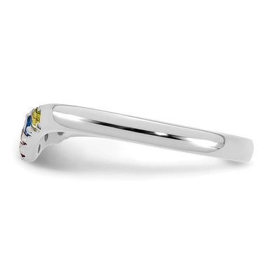 14K White Gold 5 Genuine Birthstone with Diamond Mother's Ring