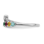14K White Gold Heart with 8 Genuine Birthstone Mother's Ring view