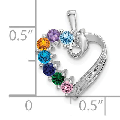 14K White Gold 7 Stone Family Pendant Mounting, 19 x 13mm