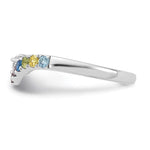 14K White Gold 7 Genuine Birthstone with Diamond Mother's Ring view