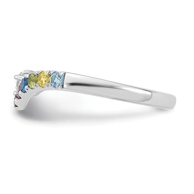 14K White Gold 7 Genuine Birthstone with Diamond Mother's Ring