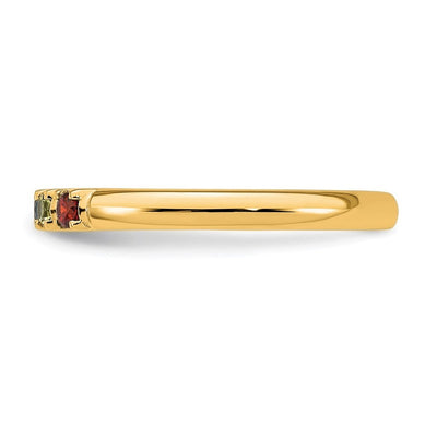 14K Yellow Gold 6 Genuine Birthstone Mother's Ring