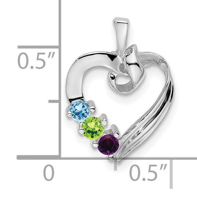 14K White Gold 3 Stone Family Pendant Mounting, 19 x 13mm