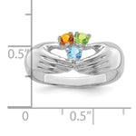 14K White Gold 3 Genuine Stone Family Ring view