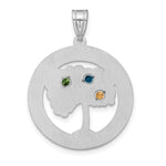 Sterling Silver/Rhodium-plated 3 Birthstone with SS Bezel Family Pendant view 4