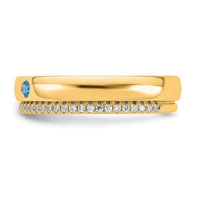 14K 2 Genuine Birthstone and Diamond Mother's Ring