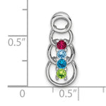 14K White Gold 4 Genuine Stone Family Pendant, 20 x 8mm view