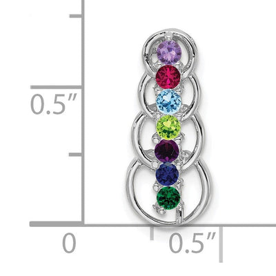 14K White Gold 7 Stone Family Pendant Mounting, 20 x 8mm