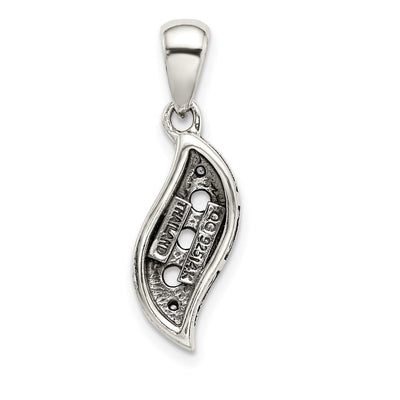 Sterling Silver Antique w/14K 3-stone w/Diamond Family Pendant w/18in Chain