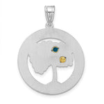 Sterling Silver/Rhod-plated 2 Birthstone with 14k Bezel Pendant view 4