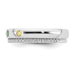 14K White Gold 4 Genuine Birthstone and Diamond Mother's Ring view