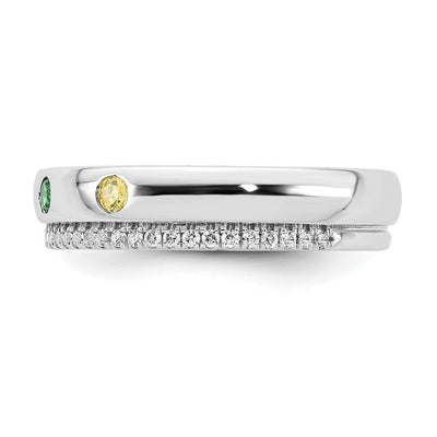 14K White Gold 4 Genuine Birthstone and Diamond Mother's Ring