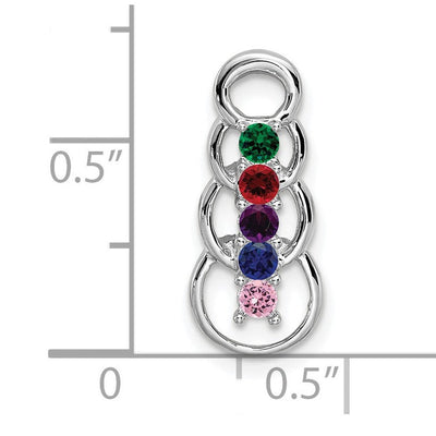 14K White Gold 5 Stone Family Pendant Mounting, 20 x 8mm