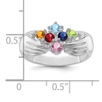14K White Gold 6 Genuine Stone Family Ring view