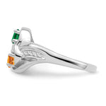 Sterling Silver Rhodium-plated Sythetic Stone & Diamond Couple Ring view 4